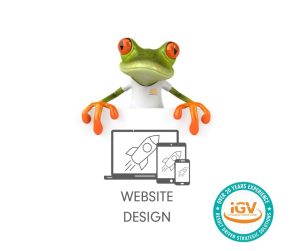 Iggy Vision holding a sign that says "Responsive Web Design"